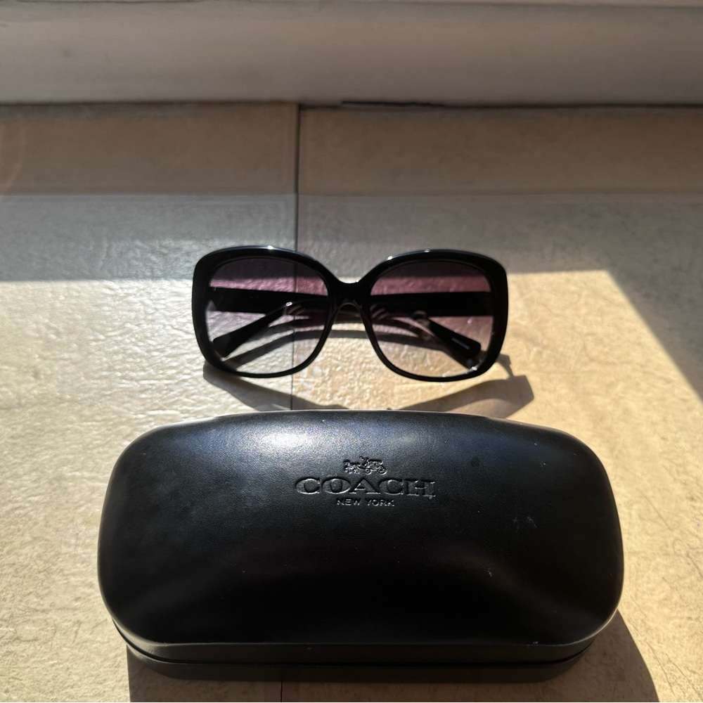 Coach sunglasses never worn, black and SILVER. “Coach” & horses on both sides